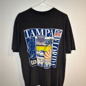 Black 1990s Vintage Super Bowl Graphic Men’s T-Shirt
